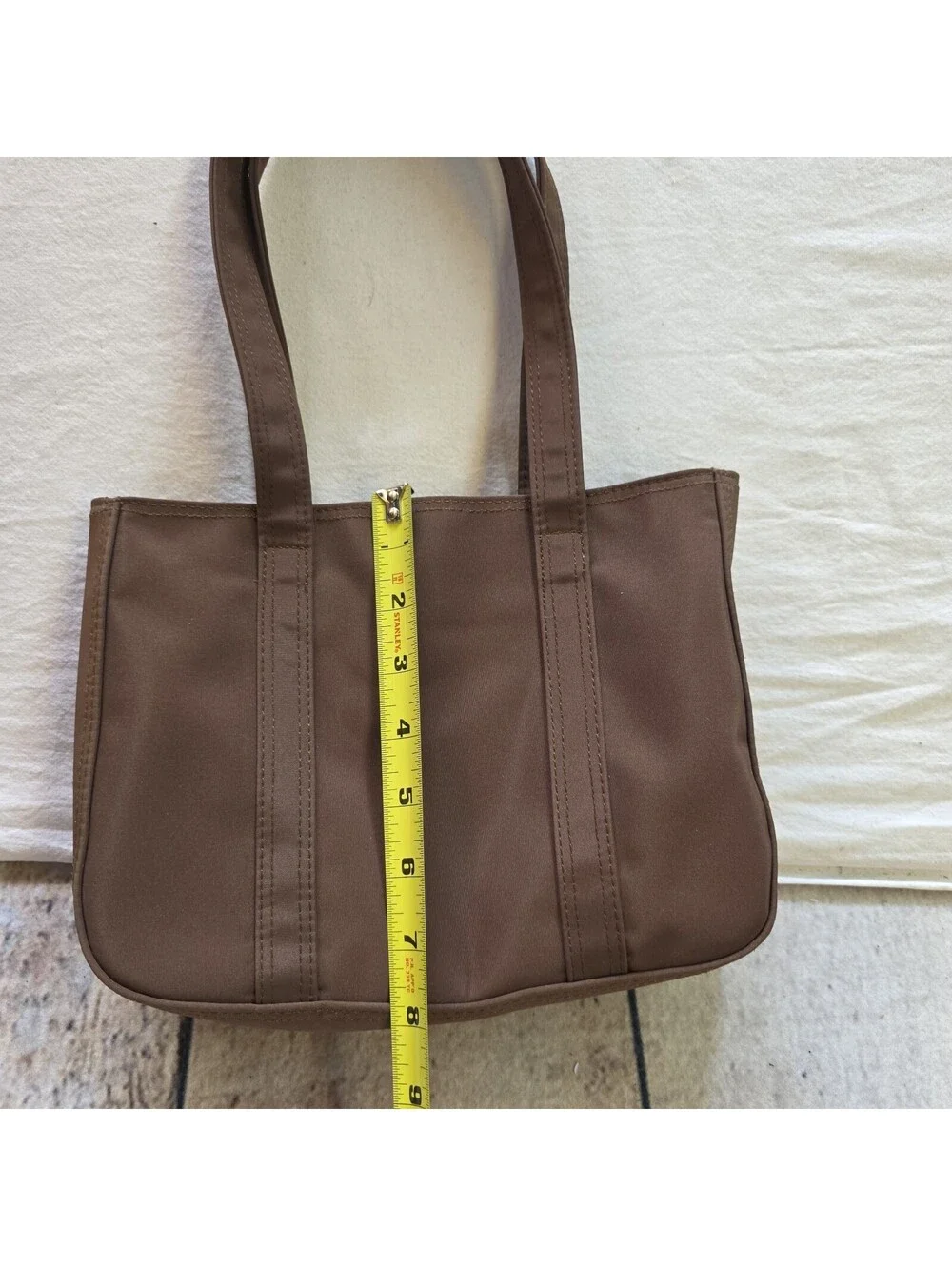 LANCOME Paris Chocolate Brown Nylon Mini Tote Bag Makeup Cosmetic Case GWP